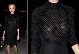 Джоанна Крупа в просвечивающемся платье на вечеринке